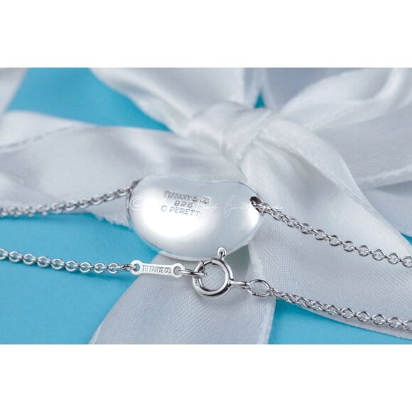 Tiffany & Co. Bean Necklace Elsa Peretti Vintage Large 21mm Pendant 16" Chain - Picture 3 of 7
